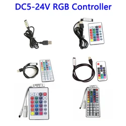 DC5V-24V USB MINI RGB LED Controller Dimmer 17Key 24Key RF Wireless Remote Controller For 2835 3528 5050 RGB Led Strip tape