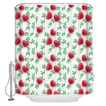 

Love Leaves Repeat Shower Curtain Bathroom Curtain Polyester Fabric Bath Curtain Washable Home Bath Decor