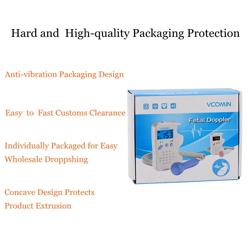Vcomin Fetal Doppler hand-hold Pocket portable sound Baby heart pregnancy Ultrasound fetal doppler Detector machine