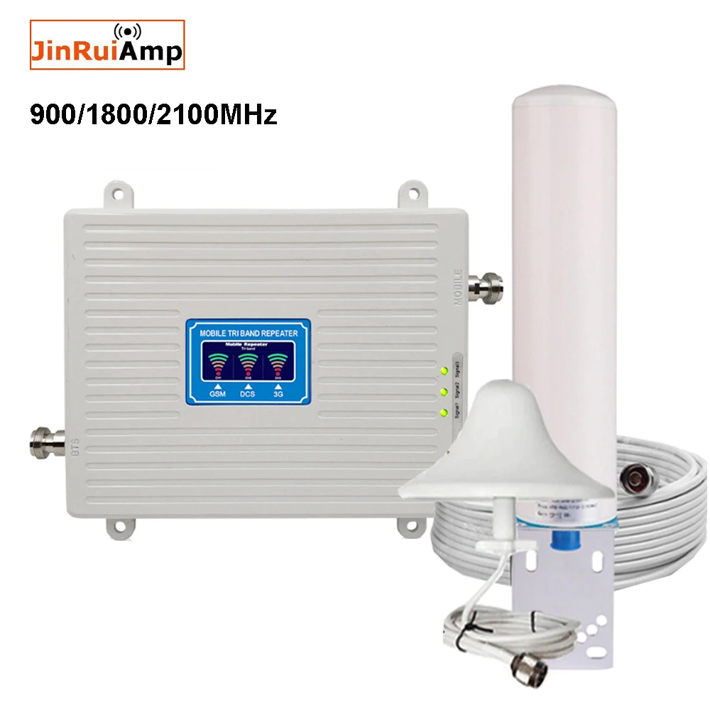 Cheap Mobile Amplifier tri band repeater 900 1800 2100 GSM repeater DCS WCDMA 2G 3G 4G repeater LTE cellular Signal Booster
