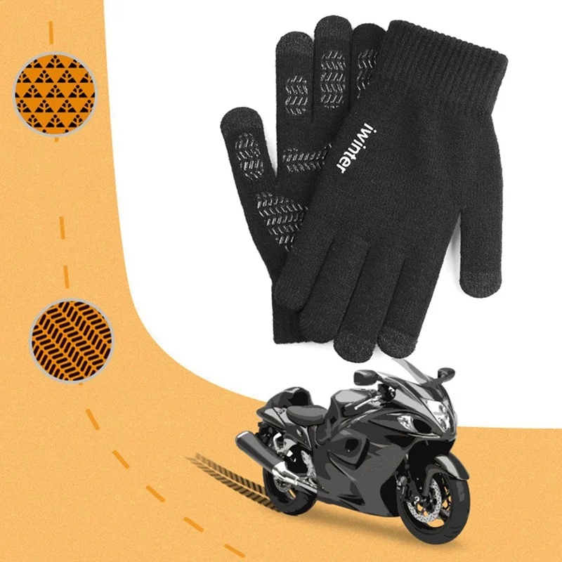 Вязаные перчатки противоскользящие с сенсорным экраном высококачественные мужские утепленные велосипедные теплые перчатки зимне-осенние женские мужские перчатки