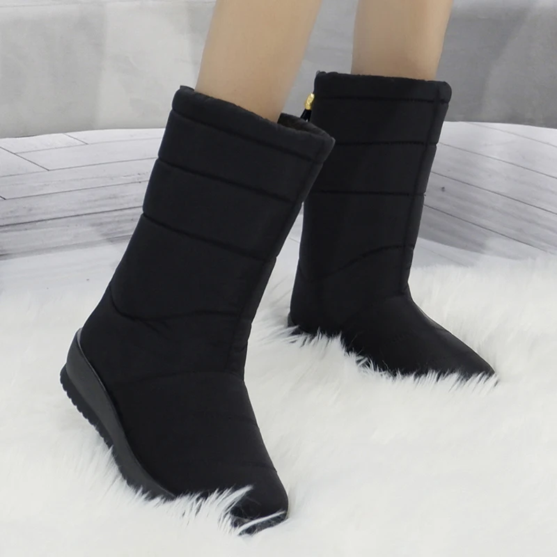 Женские ботинки; коллекция года; модные зимние ботинки на танкетке; Botas Mujer; водонепроницаемые зимние ботинки; Высокая теплая зимняя обувь для женщин