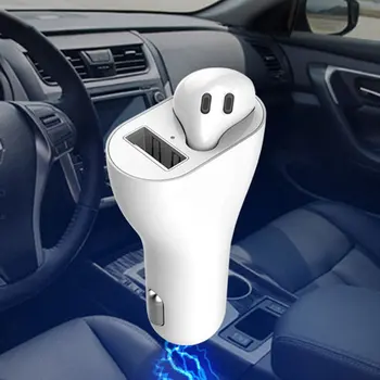 

New Portable Car Charger Single Headset USB hands-free Charging Automatic Connection Bluetooth 5.0 Headset Cigarette Lighter