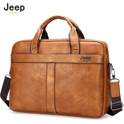 JEEP BULUO High Quality Travel Handbag For Man Men's Business Briefcase Bag Split Leather 14 inches Laptop Bags New Arrivals