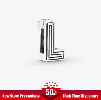 

Women Gift Silver Name DIY 100% 925 Sterling Silver Beaded Letter L Clip Charm Silver fit Original Pandora Bracelets Jewelry