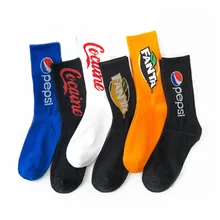 Забавные носки с буквенным принтом для женщин, повседневные хлопковые носки, одноцветные, черные, белые, синие, оранжевые, Harajuku, стиль скейтборда