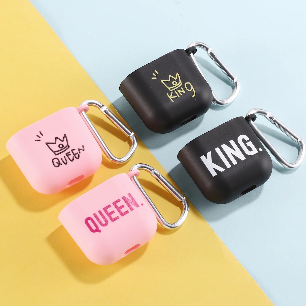 Royal King Queen Crown Earphone Case For Apple iPhone Charging Box AirPods Pro Soft Candy Color Carabiner Cover Accessories | Мобильные