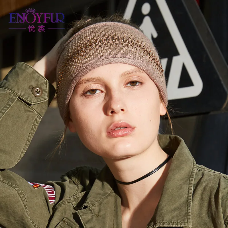 ENJOYFUR Женская Зимняя повязка модные стразы переплетенные волосы аксессуары для женщин теплый женский головной Убор - Цвет: 07