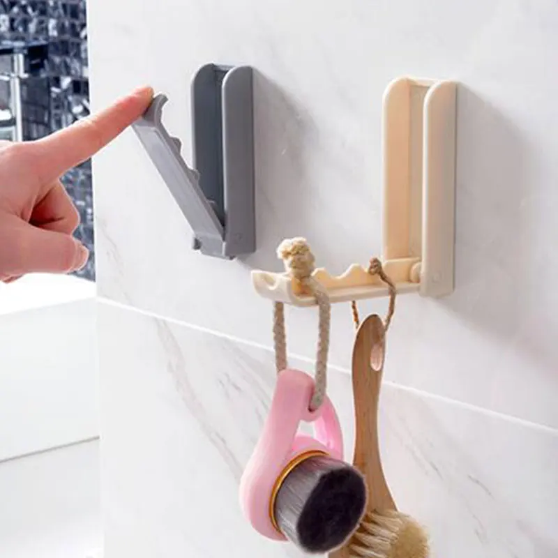Multi-Function Home Accessories Foldable Door Hook Wall Hanger Drying Rack 3 Hole Suit Bathroom Plastic Organizer | Дом и сад