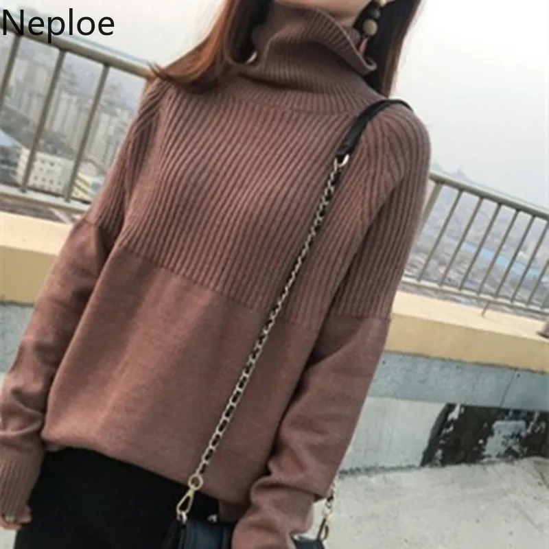 Neploe, Ретро стиль, толстый теплый женский свитер, Осень-зима, водолазка, пуловер, джемпер, женский, корейский стиль, вязанный, базовые Топы, Femme, свободные 48210