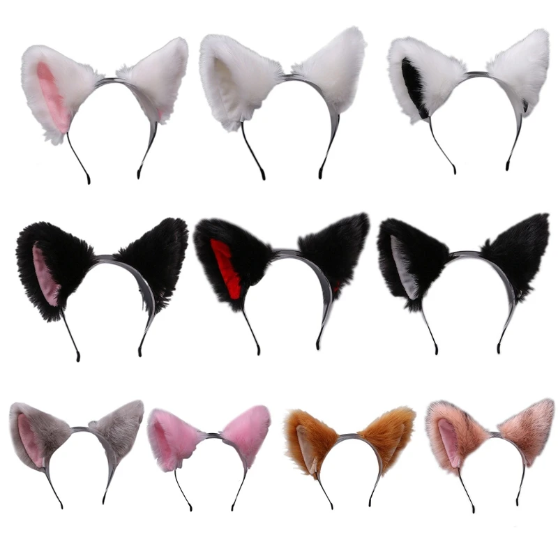

Women Anime Furry Animal Kitty Cat Ears Headband Kawaii Lolita Maid Hair Hoop Halloween Cosplay Party Costume Fancy Dress