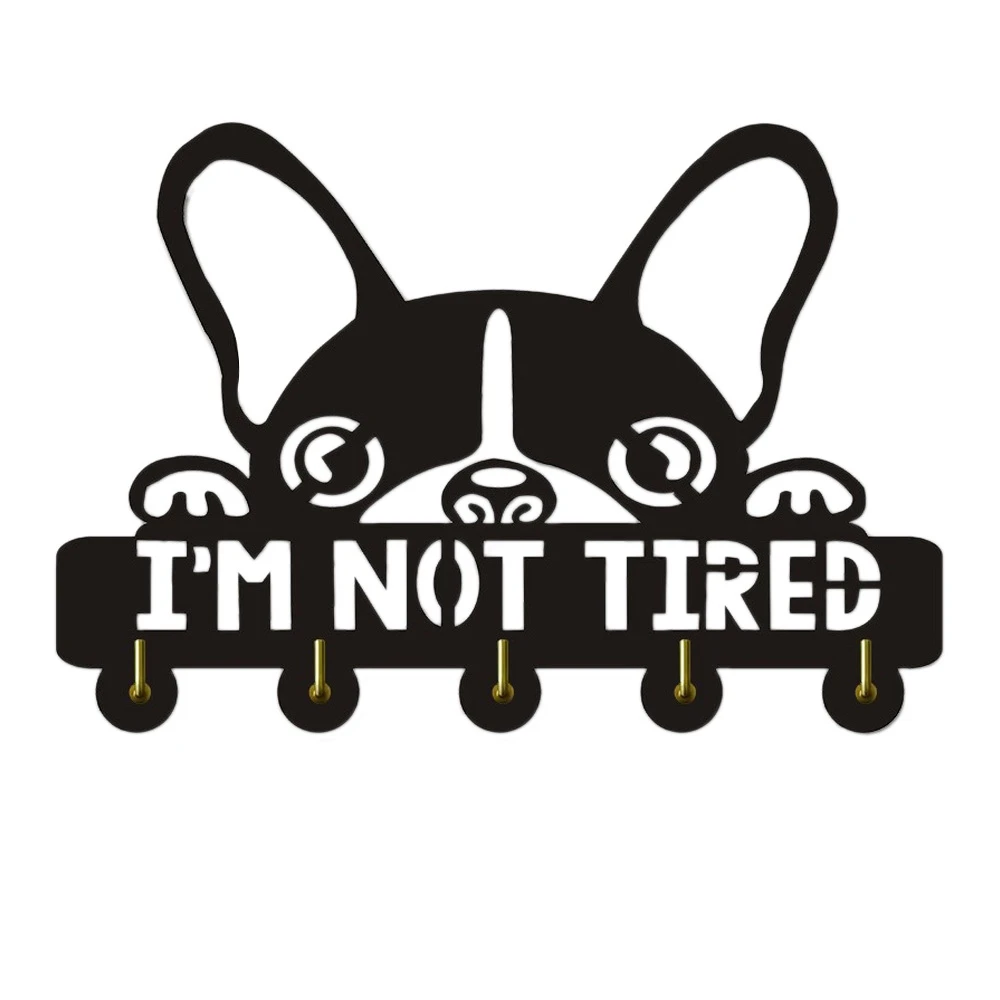 Boston Terrier Shape Kitchen Door Wall Hook I'M Not Tired Dogs Wooden Pug Hanger Mounted Keys Pockets Holder | Дом и сад