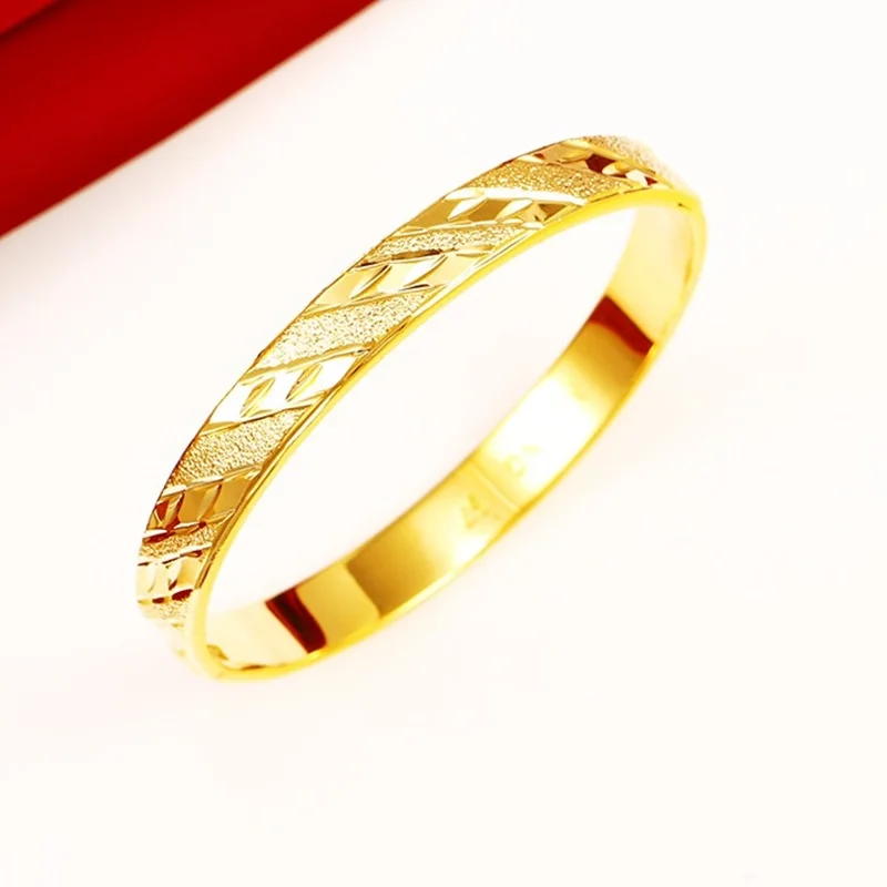 gold OMHXFC ES219 Европейская мода прекрасная женщина девушка Вечеринка День рождения Свадьба подарок простой геометрический 24KT золотистый браслет - Цвет камня: gold