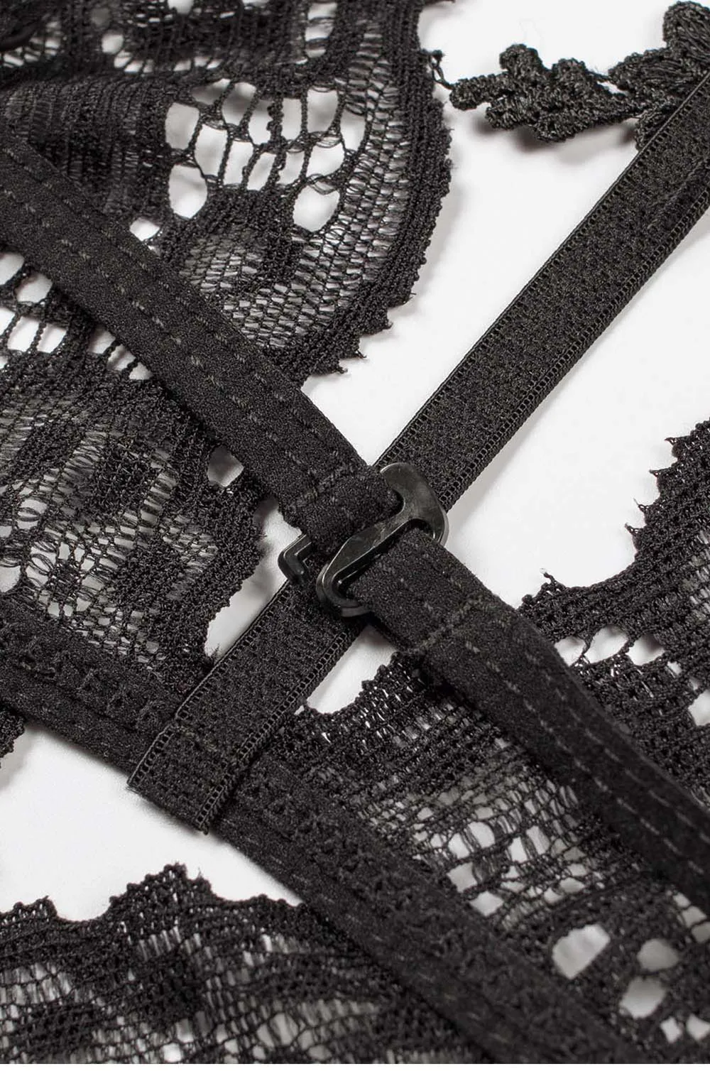 SEBOWEL Sexy Women's Black Rose Appliques Sheer Lace Teddies Bodysuits