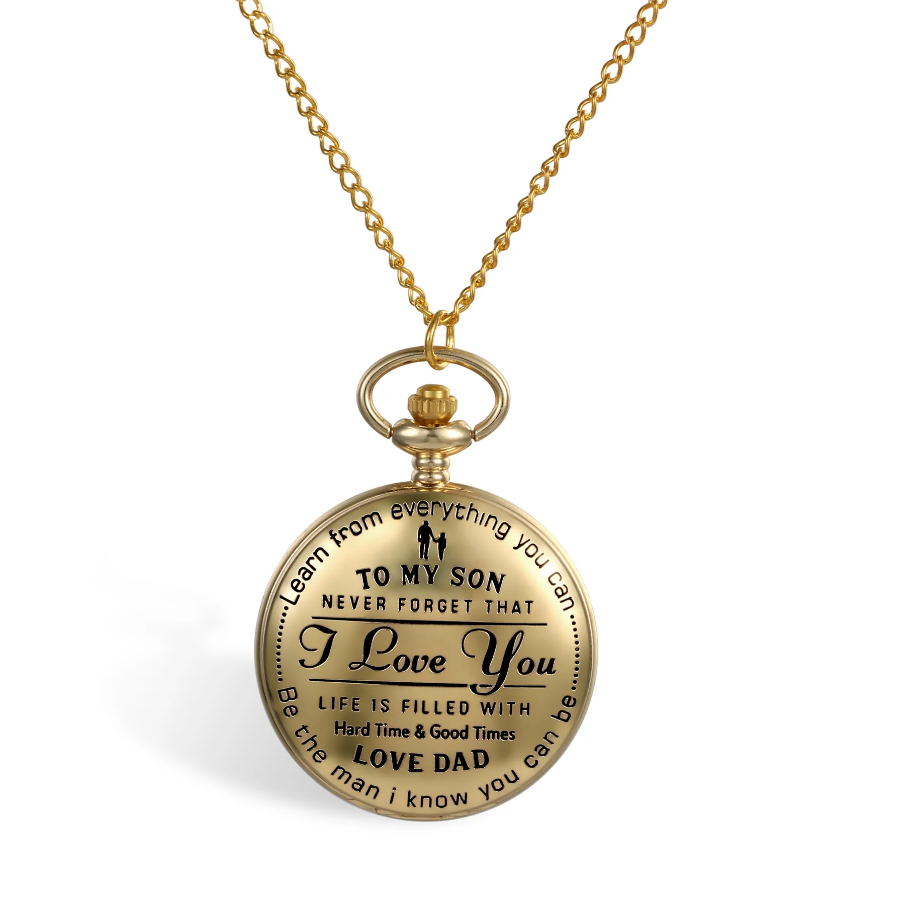 LANCARDO Quartz Pocket Watch Chain To My Son Necklace Fob Watches Men Children's Day Kids Boy Gift Present reloj de bolsillo