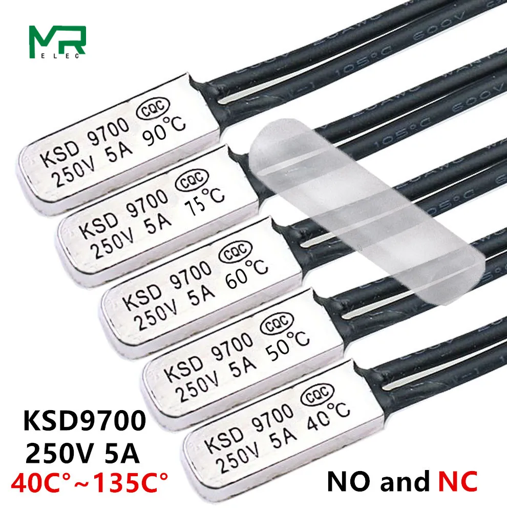 2PCS KSD9700 250V 5A Bimetal Disc Temperature Switch NC / N0 Thermostat Thermal Protector 40~135 degree centigrade | Обустройство
