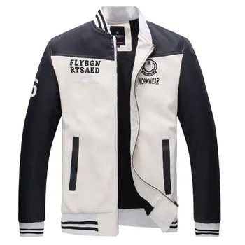 

Spring autumn stand collar men's plus velvet stitching washed pu leather jacket plus size locomotive jackets Outerwear Coat