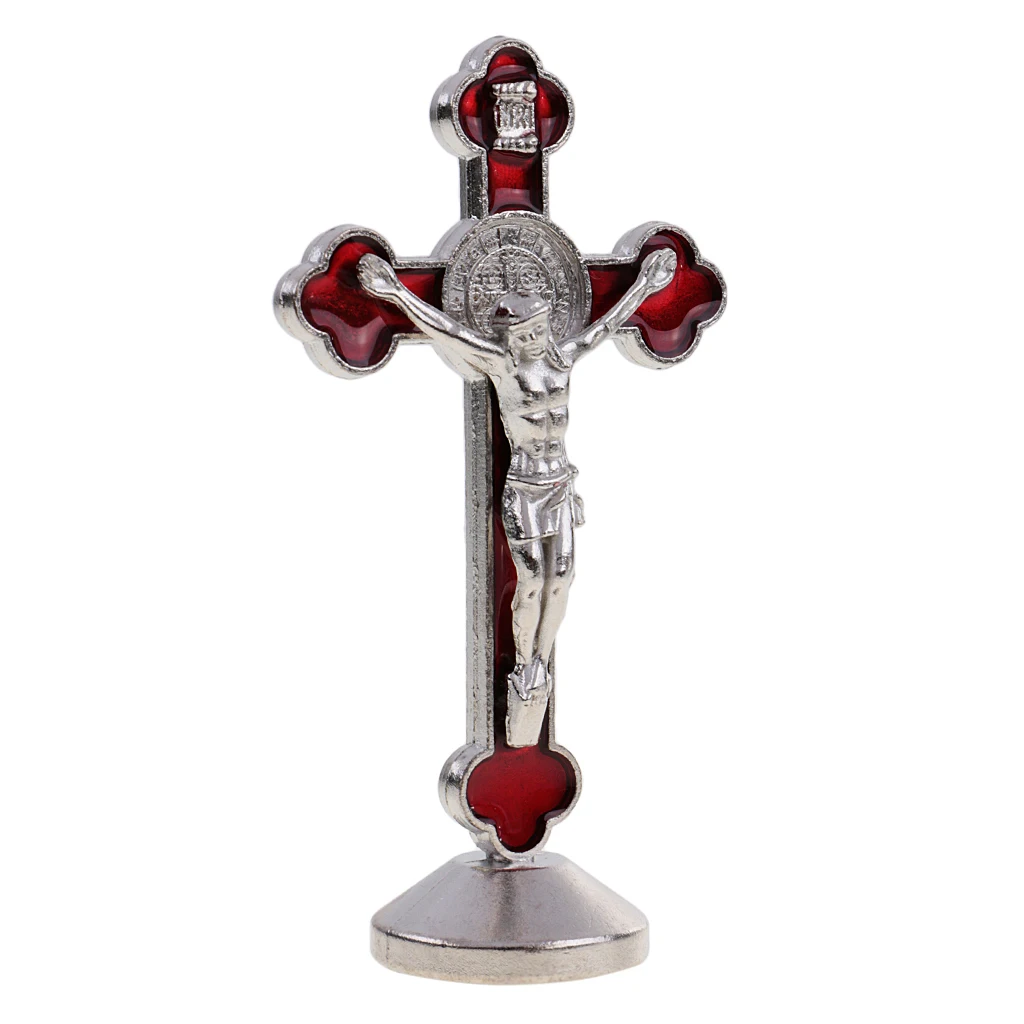 

3 Inch Crucifix Model Jesus Figure Metal Statue w/ Magnetic Base, Catholic Christian Decorations