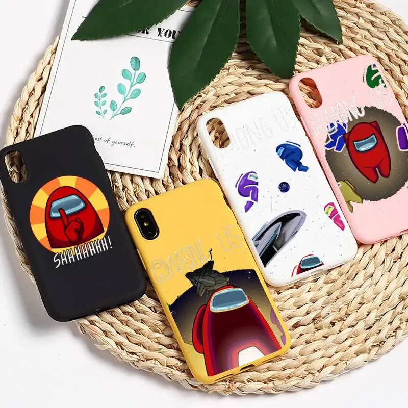 

Among us Phone Case Candy Color Phone Case for iPhone 11 12 mini pro XS MAX 8 7 6 6S Plus X 5S SE 2020 XR