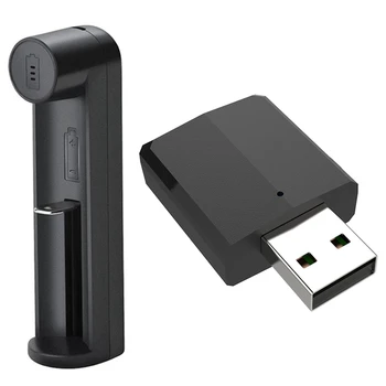 

1pcs 18650 Lithium Battery Charger 26650 & 1pcs Bluetooth 5.0 Transmitter Receiver 3.5Mm Aux Usb Wireless o Adapter
