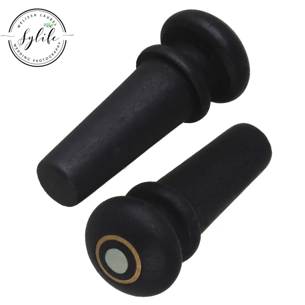 Black Ebony Acoustic Guitar Bridge End Pin with Abalone Dots&ampRing Set of 6 | Спорт и развлечения