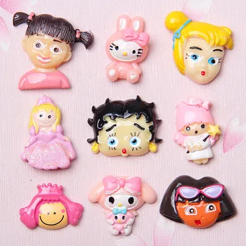 

10Pcs Resin Cartoon Girl Cute Princess Decoration Crafts Flatback Cabochon Scrapbooking Fit Phone Embellishments Diy Accessories
