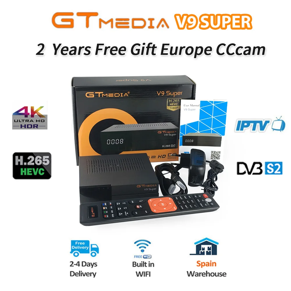 Full HD Freesat V8 V9 super sat tv receiver hd DVB-S2 Gtmedia V8 Nova TV box for Spain Poland PortugalFree Europe Cline 2 years