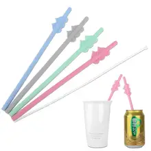 Силиконовая соломенная пищевая экологически чистая питьевая соломинка(4 палочки+ 1 чистящая щетка/8 палочек+ 2 чистящие щетки