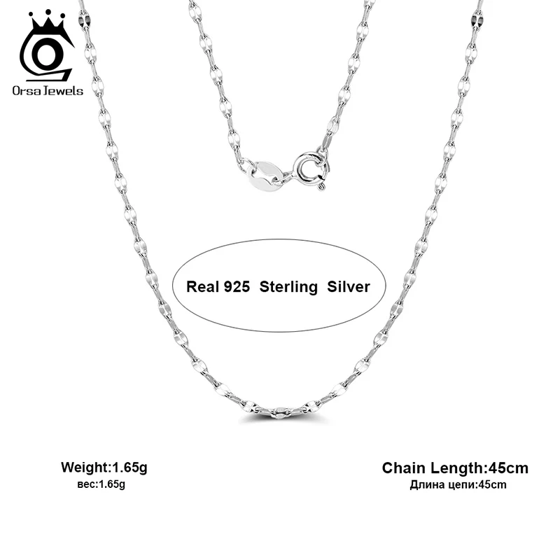 ORSA JEWELS ожерелье из чистого 925 пробы серебра, Женская цепочка в виде змеи, женское ожерелье, Простые Модные ювелирные изделия, подходящие аксессуары SC26