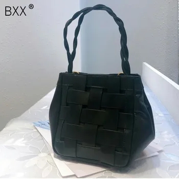 

[BXX] 2020 Women High Quality Genuine Leather Weaving Handbags Female Brand Designer Bag Ladies Shoulder Messenger Bags a287