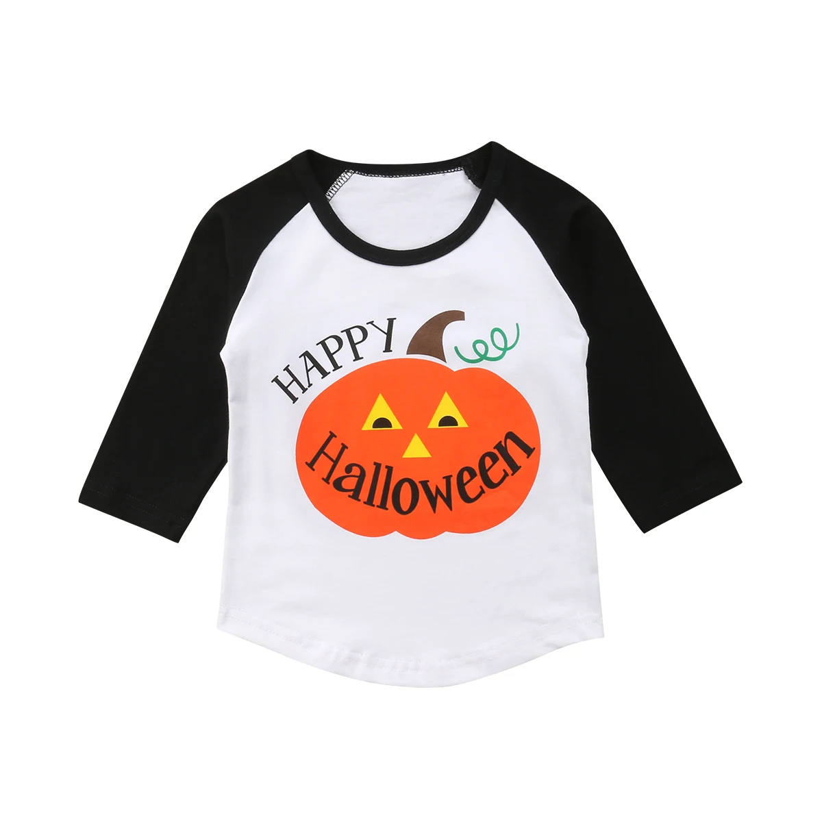Одежда для новорожденных на Хеллоуин; одежда для маленьких мальчиков и девочек; хлопковые топы с длинными рукавами и цветочным рисунком тыквы для малышей; футболка; теплая одежда - Цвет: White Black