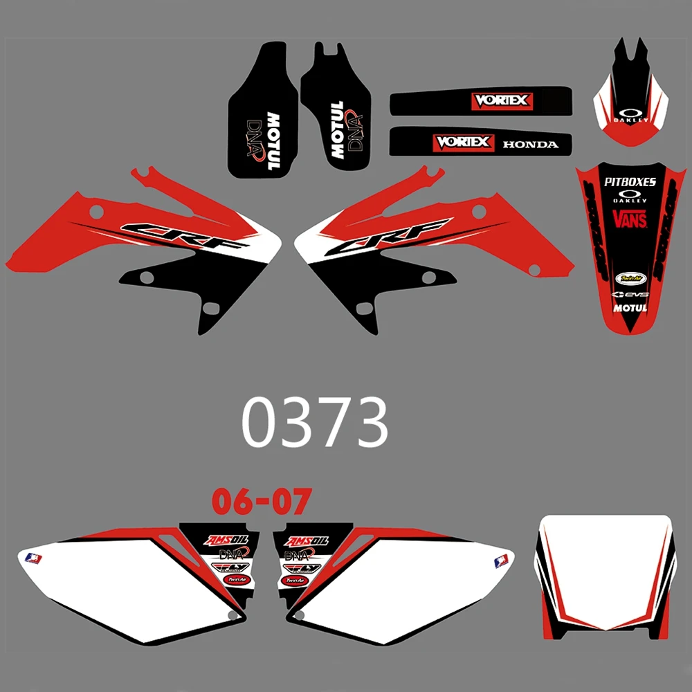 

For HONDA CRF250R CRF250 2006 2007 Graphics Decals Stickers Custom Number Name 3M Full Motorcycle Backgrounds Accessories