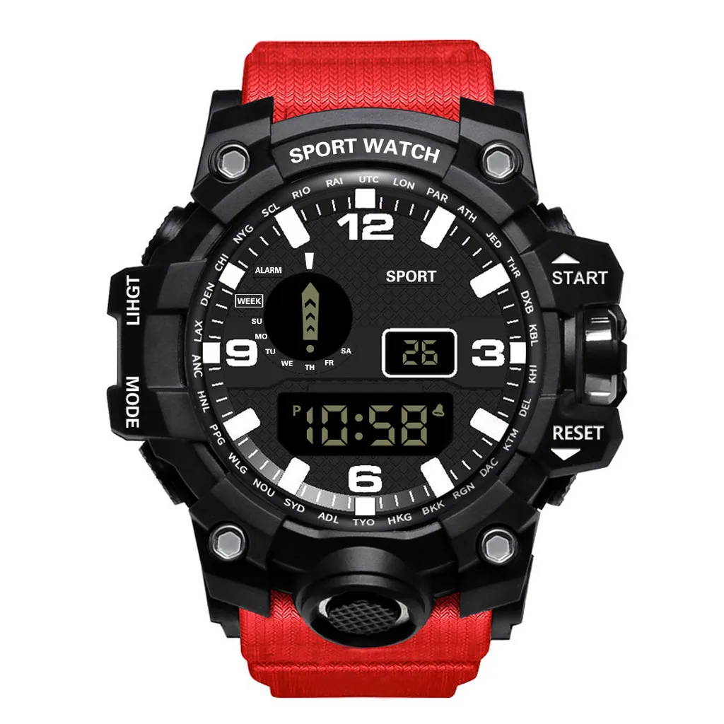 Электронные часы,, цифровые часы для мужчин, новая мода, цифровой, военный, армейский, спортивный, светодиодный, водонепроницаемые наручные часы, kol saati reloj# ZD - Цвет: red