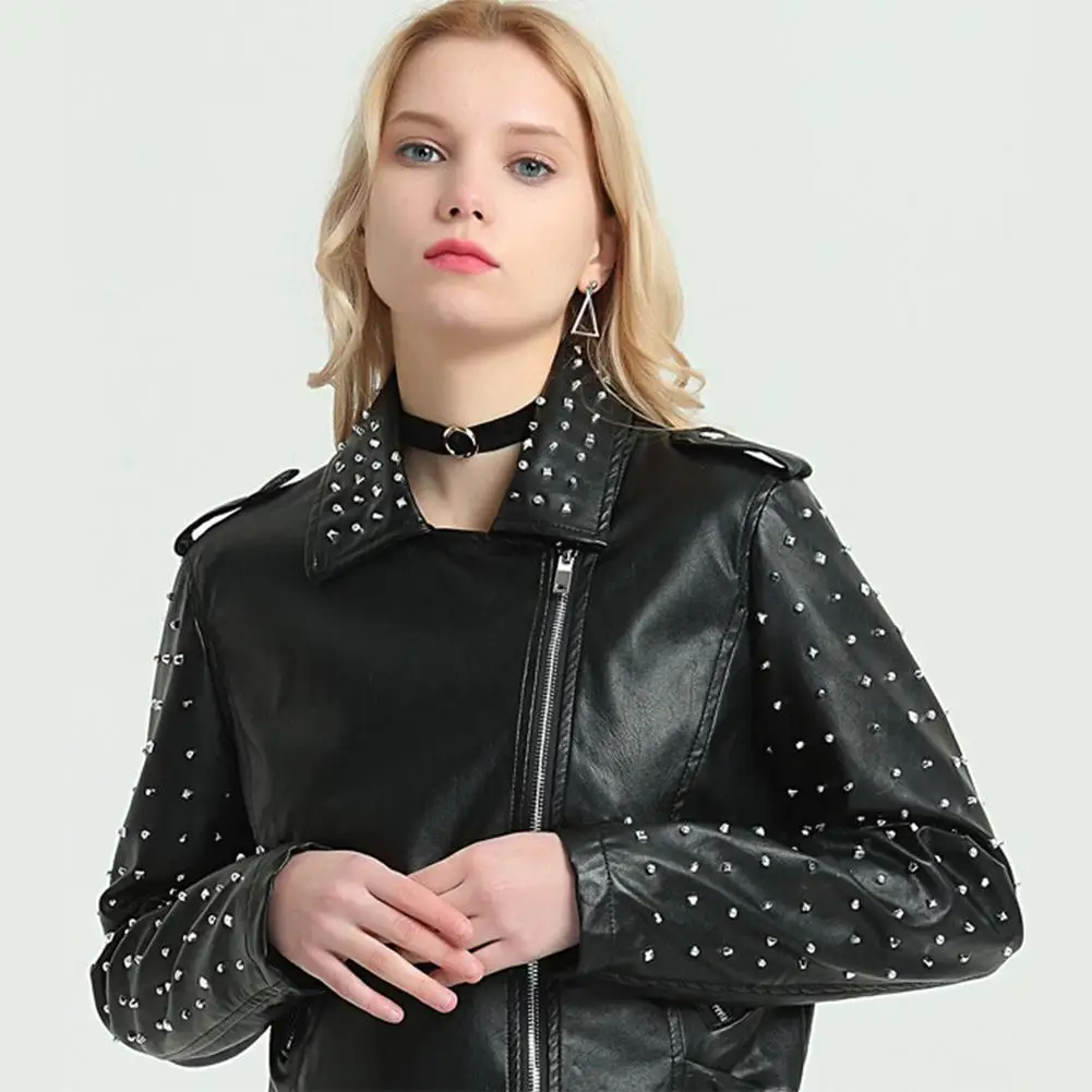 DSstyles 1 шт. приталенная кожаная куртка в стиле панк осенняя Женская из