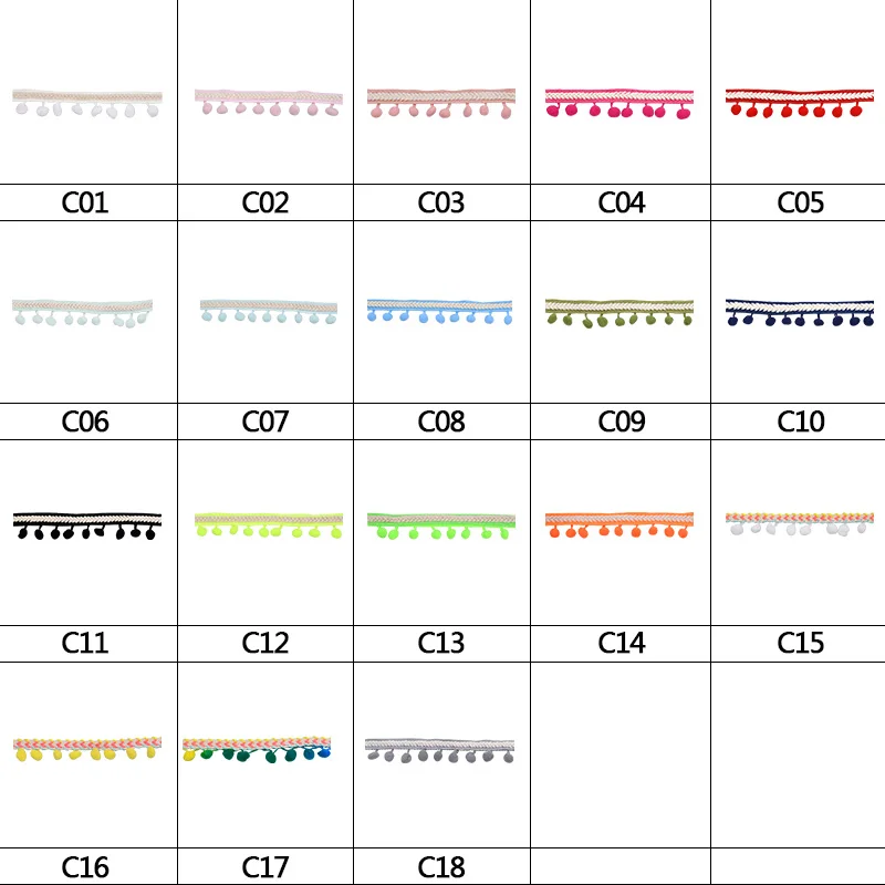 Lace Fabric 3Yards 1.3cm Tassel Ball Fringe Ribbons DIY Material Apparel Sewing Accessories Pompom Trim Pom Pom Home Decorations