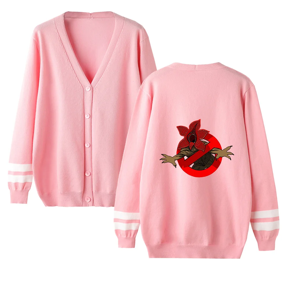 Fashion Casual v-neck Cardigan Kpop Cute Stranger Things Sweater men/women Sweater stranger things Cardigan Sweater pink tops
