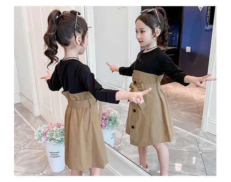 School New Girls Dresses 2019 Teenage Children Patchwork Dress Autumn Spring Girl Dress Baby Princess Dress Toddler Clothes (2)