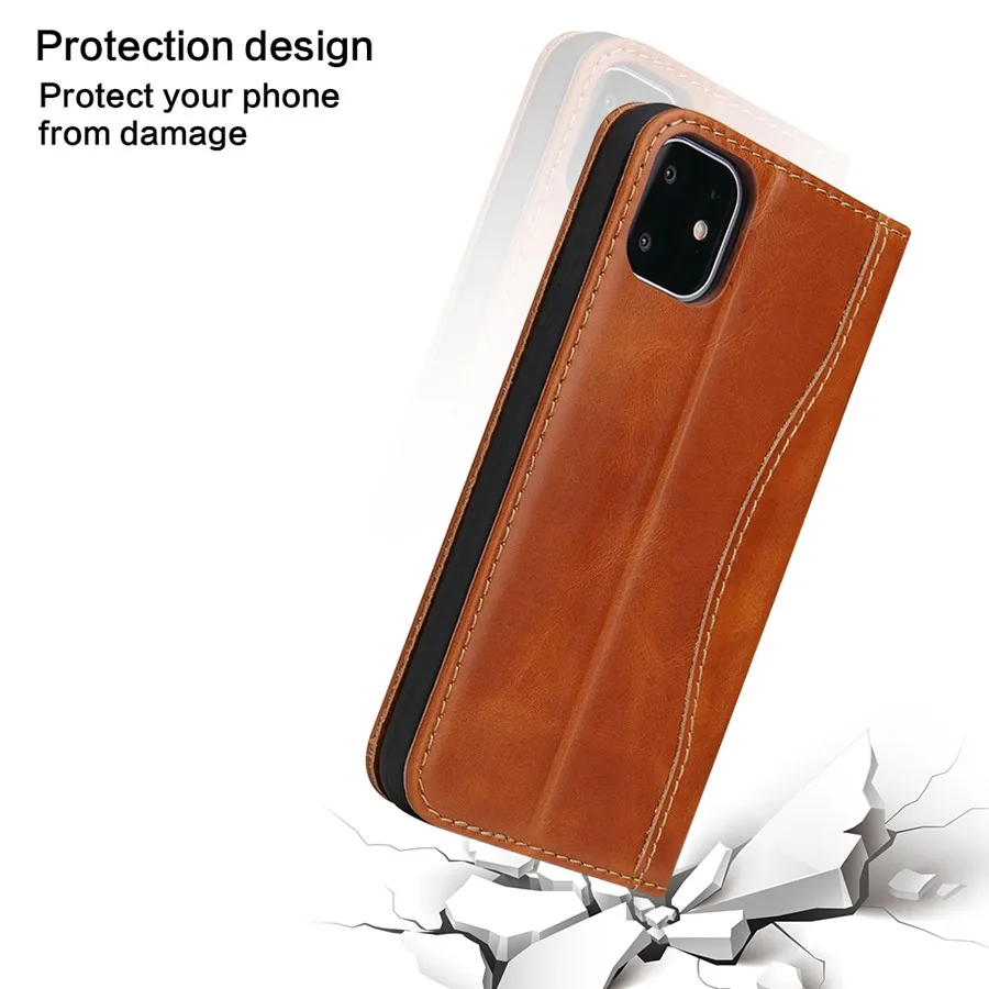 Premium 100% Genuine Leather Flip Cover Case with Card Slot - Top Quality Fashion Brand