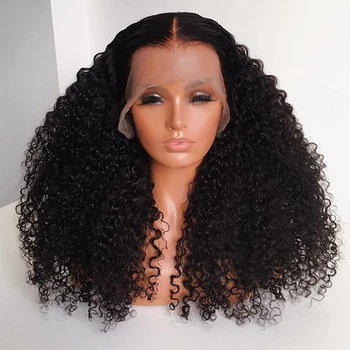 

250% Density 13x6 Lace Front Wigs Middle Part Kinky Curly Remy Human Hair Wigs Pre Plucked Baby Hair Lace Front Curly Women Wigs