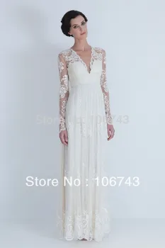

vestidos de novia 2018 new style Sexy brides Custom lace v-neck maxi long sleeve bridal evening gown Mother of the Bride Dresses