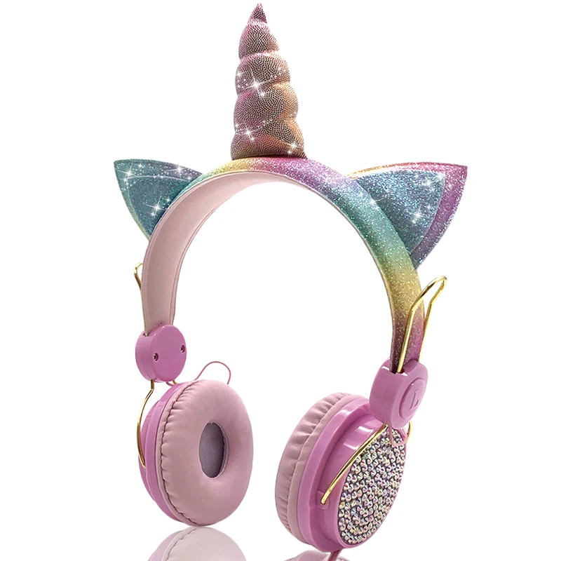Милые тапочки в виде единорога проводной kidsHeadphone музыкальные стерео наушники для