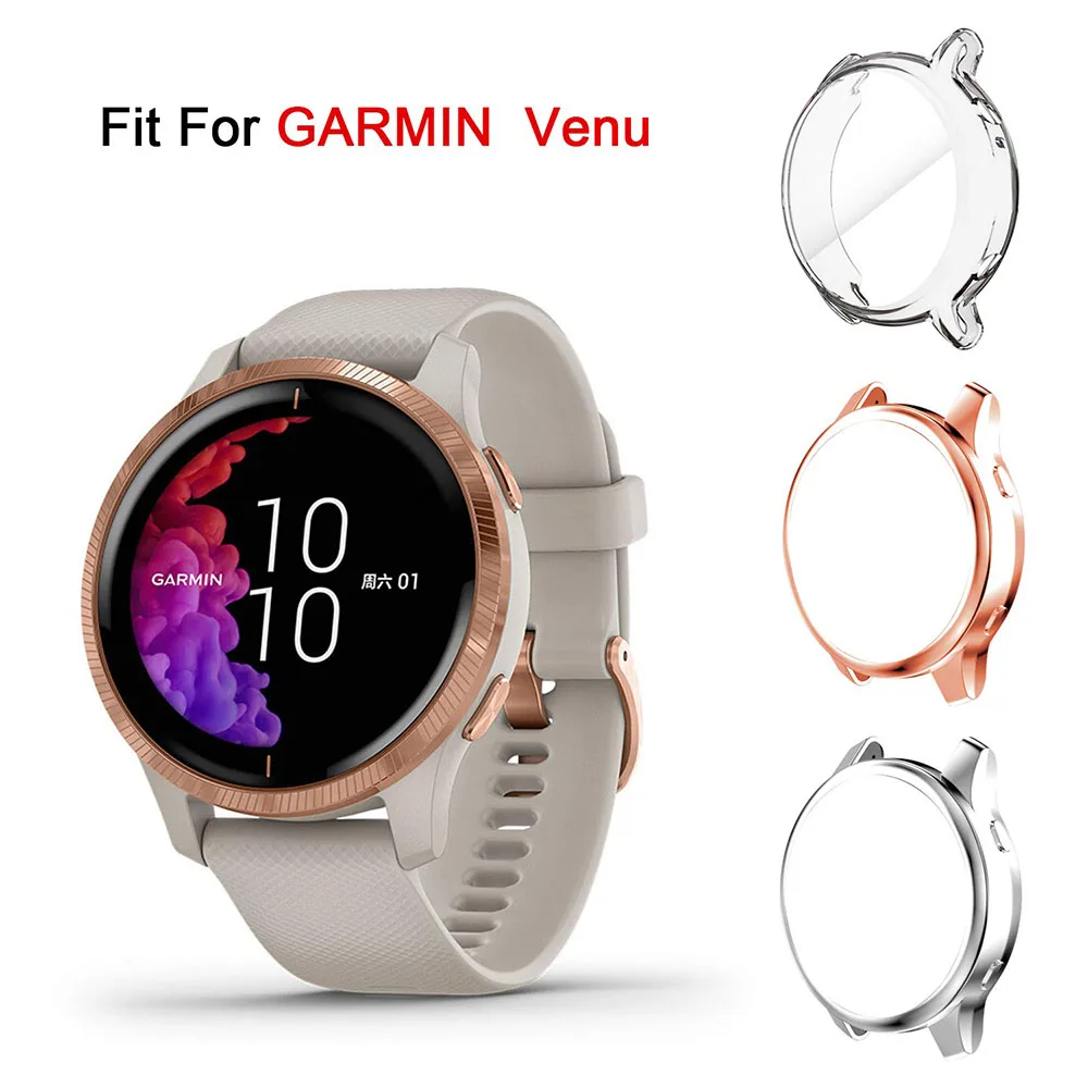 Ultra Thin Screen Protector Case for Garmin Venu GPG, 3 Pack TPU Full Protective Case Cover for Garmin Venu Smartwatch Bands 