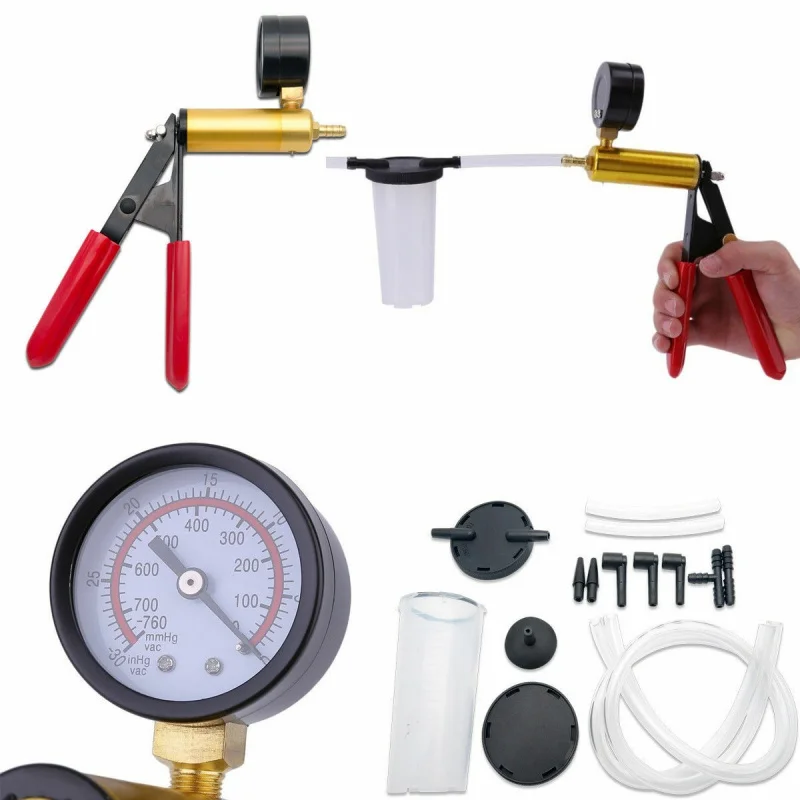 Hand Vacuum Pump Held Brake Bleeder Tester Set Bleed Car Motorbike Bleeding Kit