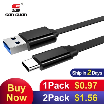 

USB C Flat Cable Portable Flat USBC 3A Quick USB 3.1 Gen1 Type-C 5G Data Sync Fast Charging cord for Samsung Huawei Xiaomi Redmi