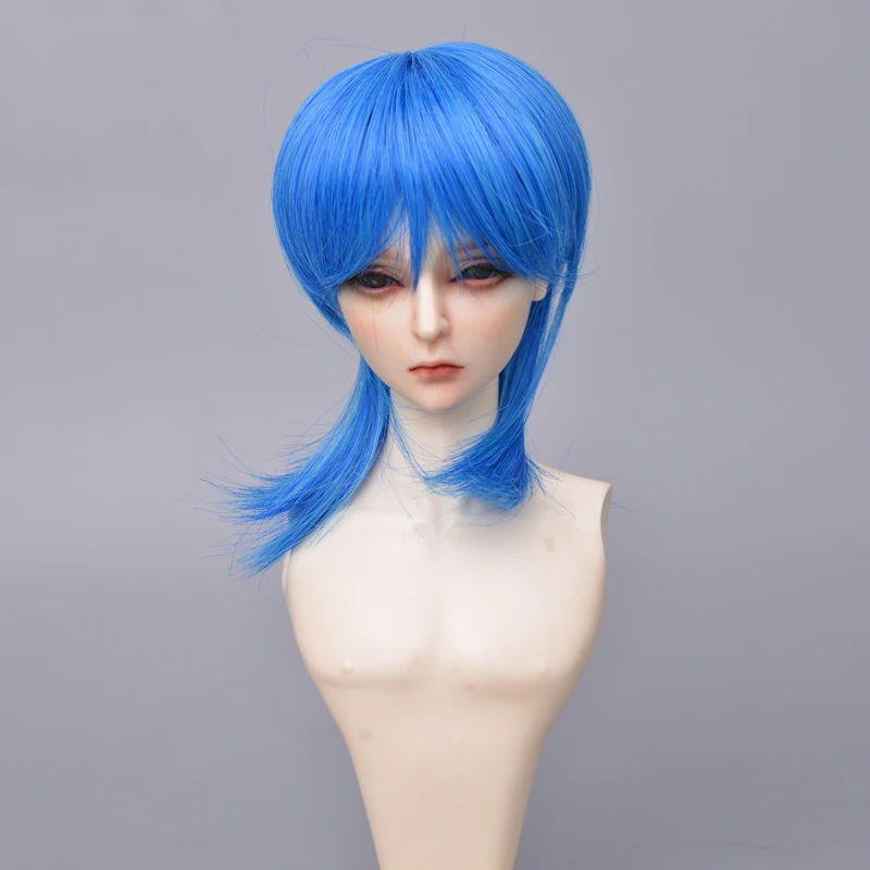 Aidolla Doll Accessories 1/3 BJD Doll Wig Middle Length Bangs Straight Hair Blue High Temperature Fiber Wig For DIY BJD Doll