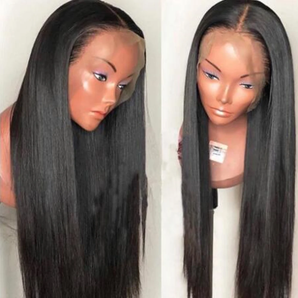 Парики из натуральных волос на кружеве, бразильские прямые волосы remy, отбеленные узлы, 8-28 дюймов, плотность 150%, предварительно выщипанные для черных женщин