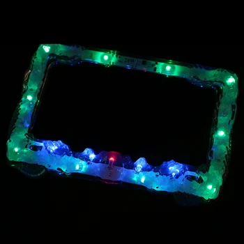 

Universal Motorcycle LED License Plate Frame Transparent Soft Gel Portatarga Moto Holder Motocross Light For Number Plate Street