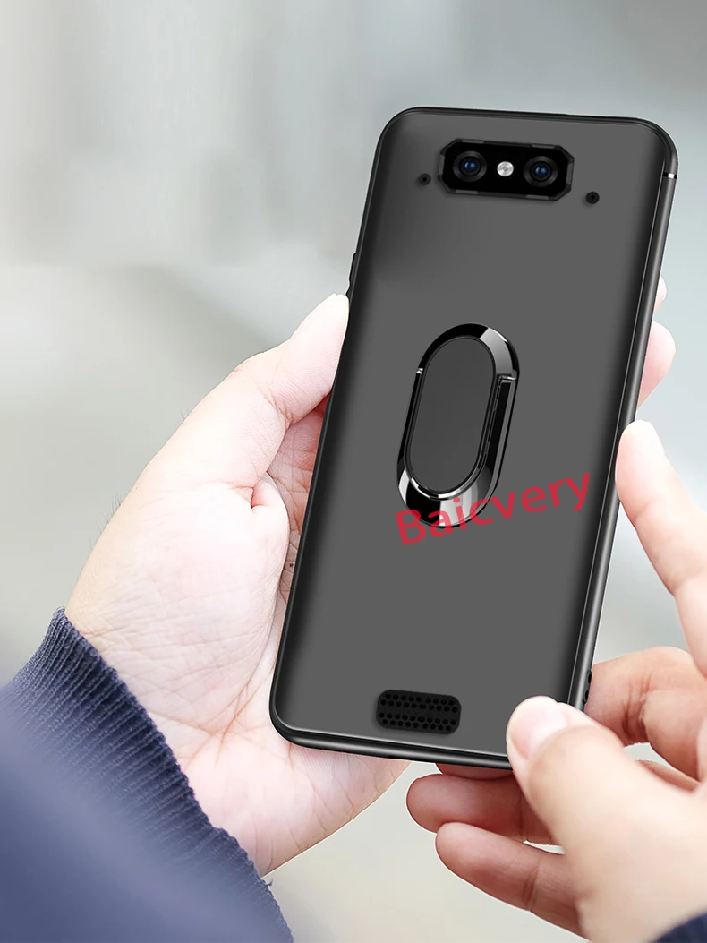 Ultra Thin Finger Magnetic Ring Matte Case for Blackview BV9500 Pro Black Silicone TPU Cover Plus | Мобильные телефоны и