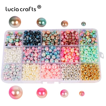 

Lucia crafts 1140pcs/lot Round Imitation Pearl Beads No Holes 4/6/8/10mm Loose Beads Handmade Accessories E1213