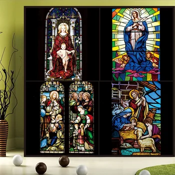 

Etched Window Stickers Custom Size Static Cling Christian Jesus Relision Pattern Recyclable Durable Film 55cmx100cm